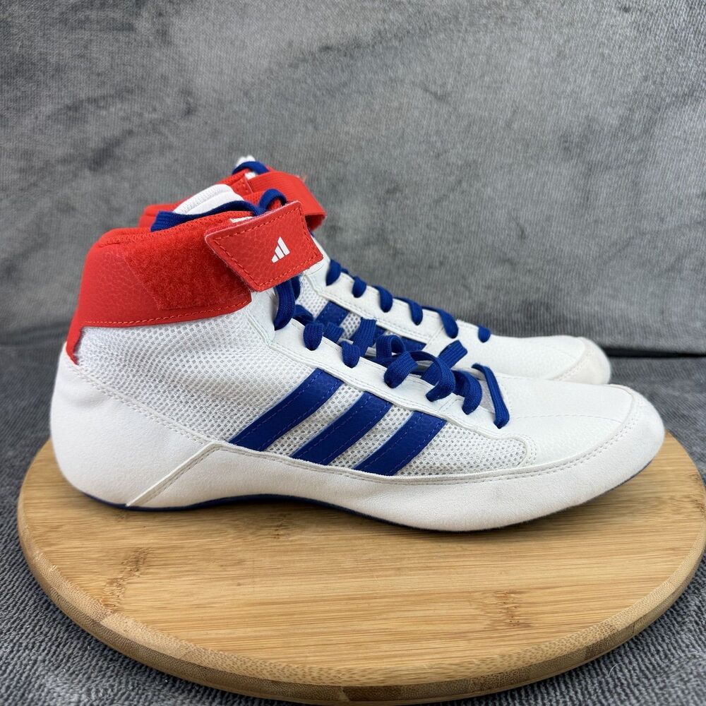 Adidas USA HVC 2 Wrestling Shoes Mens Size 9.5 White Blue Red Sneakers BD7129